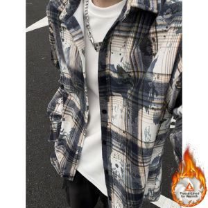 Jiaxun | Thermal Warm Loose Plaid Long Sleeve Shirt