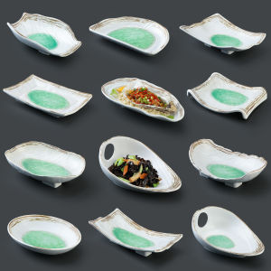 Retro Japanese Style Melamine BBQ Cold Dish Plate Irregular Shape Hot Pot Snack Dish Commercial Use Vintage Style Dish