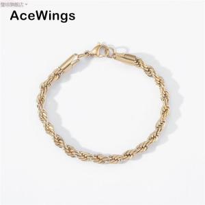 Stainless Steel Hemp Flowers Chain European and American Style Twisted String Chain Hip Hop Twist Bracelet Mens Lady Couple Bracelet