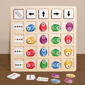 Childrens Wooden Montessori Toys Kids Logical Thinking Training Direction Color Cognition Educational Battle Battle Board Game
