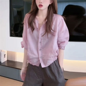 Shalldoer | Simple Pure Color Drawstring Sleeveless Sun Protection Shirt Womens Fashionable Summer Top Age-Defying Casual Style Loose Fit