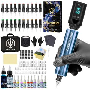 Tattoo Kit POSEIDON V5 High Quality Tattoo Pen Kit For Permanent Makeup Tattoo Machine Wireless Tattoo Power Supply Tattoo Kit