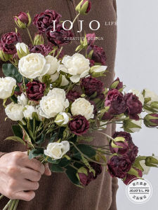 Decorative Home Use Artificial Firefly Trail Ten Head Rose Flowers Simulation Green Plant Universal Space Placement