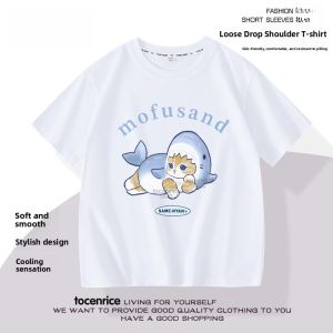 Loose Cotton T-Shirt for Children Short Sleeve Half Sleeve Boys And Girls Summer Fashionable Base Shirt Cartoon Pattern