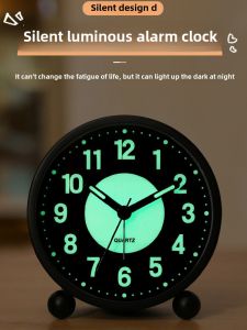 Modern Minimalist Silent Night Light Digital Table Clock for Students Living Room Decor Metal Material Home Clocks