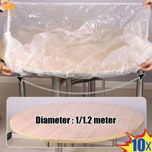 10PCS Disposable Round Tablecloth Dining Table Cover with Elastic Closing Waterproof Oil-Proof Table Mat for Home