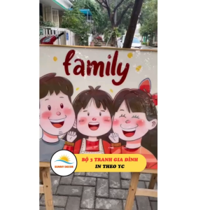 Bộ 3 Tranh Gia Đình Chất Liệu Tráng Gương - In Theo Yêu Cầu Trang Trí Phòng KháchLàm Quà Tặng Tân Gia Ý Nghĩa