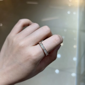 M-JAJA Eternity Moissanite Ring Wedding Band S925 Sterling Silver Diamond Promise Ring for Women Rose Gold Plated Fine Jewelry