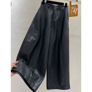 SUOSHE | Wide Leg Relaxed Casual PU Leather Pants for Men and Women