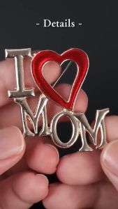 Kerongsang Bahu 1 Pc Brooch Single Pin Bahu I Love Mom/Brooch Mother Day Tudung Shawl Bawal Hijab Jarum Peniti Muslimah Livas Jewellery Fashion