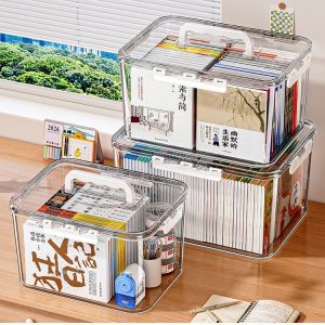 XUNHUAI | Transparent Dust-Proof Moisture-Proof Book Storage Box Large Capacity with Lid