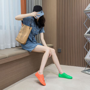 New 2025 Summer Low Top Elastic Fabric Flat Bottom Casual Purple Canvas Shoes Womens Single Shoes Candy Pink Trendy Flats