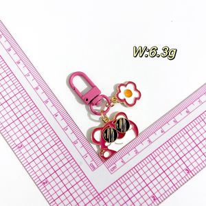 Pink Strawberry Bear Electric Car Keychain Pendant Cute Pencil Case Schoolbag Decorative Wrapper Small Ornaments Girlfriend Gifts