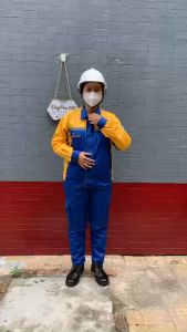 Quần Áo Bảo Hộ Lao Động  Xanh Phối Vàng Dài Tay  Quần Túi Hộp