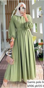 Gamis murah wanita terpopuler Dress polos free sabuk korea style