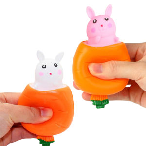 【New Arrival】 Easter Carrot Rabbit Squeeze Toy Cute Bunny Fidget Toy Decompression Toys for Easter Basket Stuffers