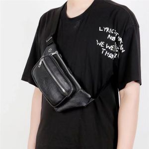 100% Genuine Leather Waist Packs Travel Fanny Pack For Mens and  Womens Leather Waist Bag Male Belt Bag phone bag wallet Multifunction Chest Bag