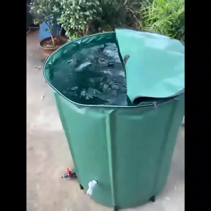 200L PVC Collapsible Rainwater Barrel 200 Liters Water Drum with Cover Faucet Water Tank Storage Collapsible Rainwater Barrel Water Drum Container Durable High Quality