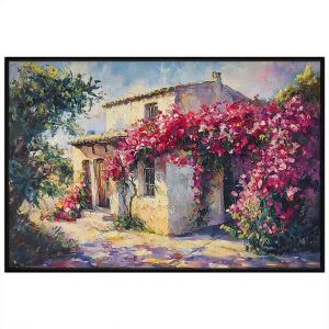 Tranh vẽ tường giàn hoa giấy. Tranh treo tường dán tường sơn dầu tranh trí canvas. CGI-1401