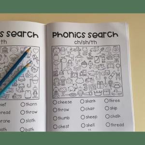 Phonics Read and Find Game Workbook Preschool Kindergarten English Learning Teacher Teaching Aids Learn to Read Montessori