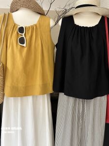 chaqi | Korean Style Round Neck Sleeveless Loose Fit Fashionable Vest Shirt Womens Casual Top Short Sleeve Slimming Trendy Summer