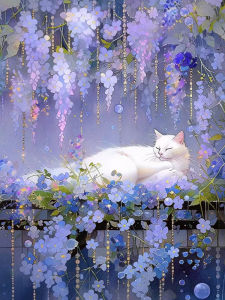 Black Cat Flowers Floral Artwork Jigsaw Puzzle 1000Pieces Stress Relief Puzzle Wall Art Decor Gift