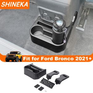 SHINEKA Car Rear Seat Water Cup Holder Storage Box for Ford Bronco 4Door 2021 2022 2023 2024 Up Interior Accessories ABS Black