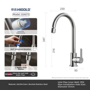 HIGOLD | Splashproof Rotating Hot Cold Kitchen Faucet