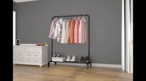 Single bar parallel bar household indoor floor hanger Room hanger Balcony drying rack Bedroom Simple mobile drying rack