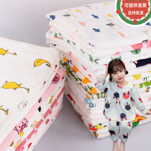 Pure Cotton Double Layer Pleated Printed Muslin Baby Bibs Newborn Bath Towel Pregnant Women Postpartum Clothes Fabric