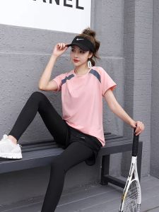 Womens Running Set Gym Yoga Clothes Loose Fit Quick Dry Morning Run Sportswear Fashionable Polyester Yoga Suit