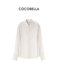 COCOBELLA | Elegant Striped Textured Satin Long Sleeve Shirt