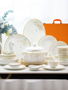 mornenjoy | Bộ Dụng Cụ Ăn Bữa Tối Gia Đình Sang Trọng Gốm Jingdezhen