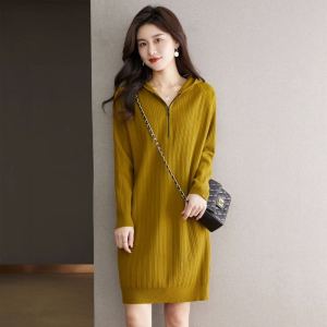 Áo Len Dệt Kim Dáng Rộng Có Mũ Trùm Đầu Thời Trang Xuân Thu Cho Nữ Áo Khoác Dài Đến Mông Áo Chui Đầu Cổ Tròn Tay Dài Thường Ngày