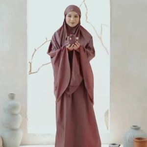 Ayanaa Series Premium Micro Cotton Telekung with Zipper and Travel Pouch - Travel & Umrah Accessory