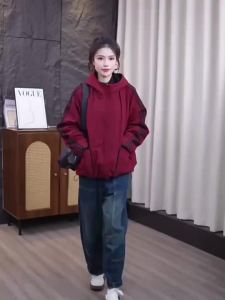 Versatile Double-Sided Thickened Cotton Coat with Side Stripes and Big Pockets