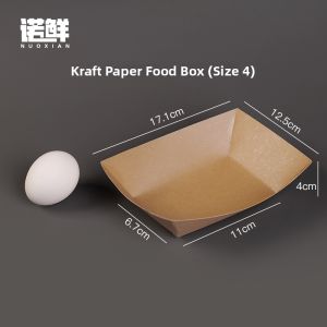 Kraft Paper Long Rectangular Open Top Box Greaseproof Food Tray