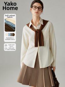 YAKEJIA | Dopamine Style Soft Velvet Shirt