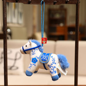 12cm Cute Mini Horse Pendant Keychian Plush Toy Kawaii Lifelike Animal Simulation Stuffed Doll Bag Decor