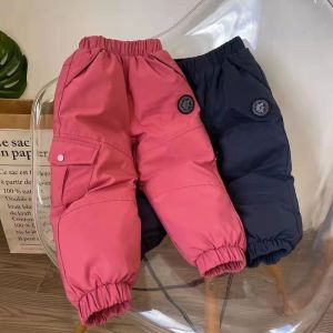 Childrens Winter Childrens down Pants New Work Pants Baby Children Boys and Girls Thickened Warm down Pants Outside Long Pants