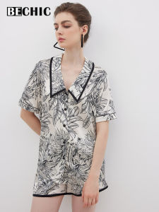 BeChic Spring Feather Series Short Sleeve Shorts Separate Set Home Clothes Nightgown Womens Style Thin Summer Suit