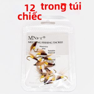 Bộ Mồi Câu Ruồi Khô Topranc 12 Chiếc Mồi Giả Hình Caddis Bụng Vàng & Ruồi Khô Nâu Dành Cho Câu Cá Biển Cá Hồi Bộ Dụng Cụ Câu Ruồi.