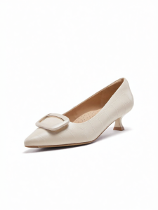 Belle | Leather Black Kitten Heel Shoes for Women