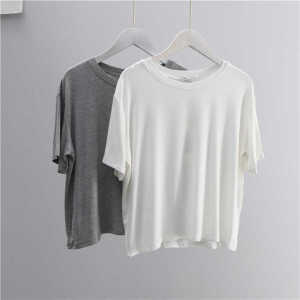 Ultra-Hand Feel Modal Solid Color round Neck Short Sleeve T-Shirt Women Summer Short Style Slimming Top Casual T-Shirt