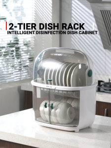 SYS21 2 Layer Multifunctional Dish Drying Rack Dust Proof Sink Cabinet Plate Drying Door Storage Kitchen Organizer