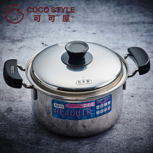 Cocostyle Thickened Stainless Steel 18-10 Three-layer Pot Single Handle Pot Double Handle Pot for Cooking Soup in Kitchen