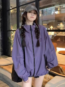 เสื้อคลุมกันแดดสีม่วงหลวมๆ บางๆ ระบายอากาศได้ดีสำหรับผู้หญิง ฤดูร้อน 2025 เสื้อคลุมกันแดดแบบบางๆ ป้องกันรังสียูวี