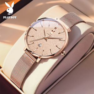 PLAYBOY Watch For Women Waterproof 2025 Original Brand Korean Elegant Cute Stainless Steel Strap Calendar Quartz Ladies Watch