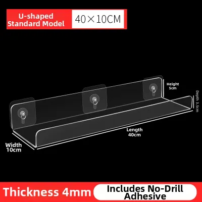 Acrylic Wall Mounted Storage Rack Transparent No Drilling L Barrier Organizer Bathroom Display Shelf Bathroom Wall Mounted Shelf