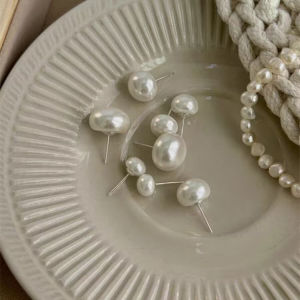 Flat round Steamed Bread Pearl Stud Earrings for Women Fancy S925 Sterling Silver 2023 New Arrival Sweet Pearl Earrings French Earrings